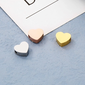 Perle metalliche a forma di cuore in argento, oro e oro rosa per gioielli fai-da-te