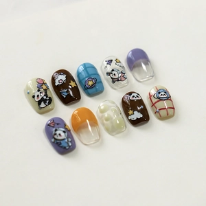 Panda Astronaut 3D Nail Art Stickers Cartoon Stars Clouds Self Adhesive Manicure Decals For Kids Women DIY Decoration