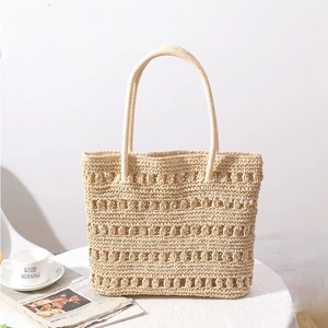 Hollow Out Straw Woven Handbag Summer Beach Vacation Shoulder Bag Elegant Korean Style Large Tote For Women