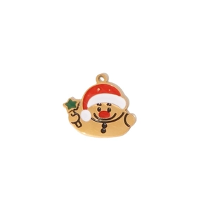 Cartoon gingerbread man pendant in gold stainless steel for Christmas DIY jewelry