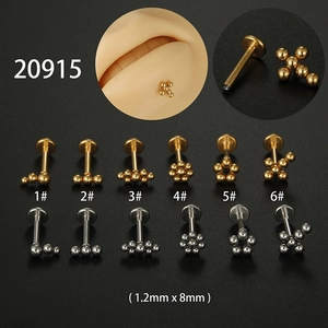 Piercing de Lèvre Labret en Acier Inoxydable Croix Boule Filetage Interne Bijoux de Piercing d'Oreille Punk Gothique pour Femmes Hommes