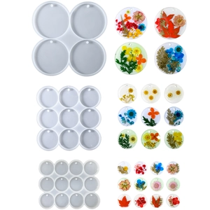 Moule en silicone rond multi-taille pour pendentifs en résine avec trous pour porte-clés
