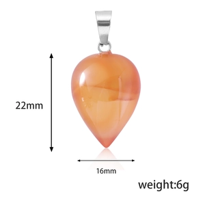 Natural orange agate water drop pendant with silver clasp and 22mm size specs