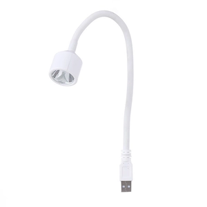 Portable white USB UV LED nail lamp with a flexible neck and cylindrical light head