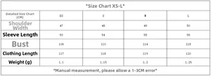 Guide des tailles détaillé pour manteau large et souple femme incluant toutes mesures