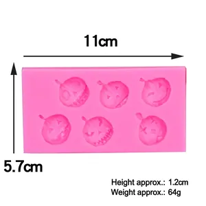 Stampo in silicone rosa con sei motivi di zucca di Halloween per dolci e DIY