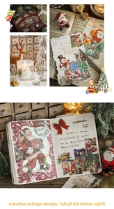Vue détaillée de stickers de Noël dorés sur des carnets et supports de bougies