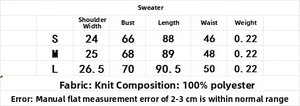Size chart for sleeveless colorful striped knit dress with accurate measurements
