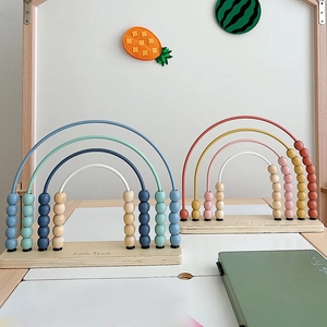 Boulier Arc-En-Ciel En Bois Cadre De Comptage Montessori Jouet D'apprentissage Des Mathématiques Perles Colorées Éveil