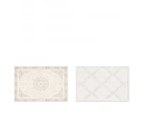 Detail showing 9mm thick faux cashmere carpet with cotton linen backing and baroque patterns