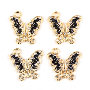 Fashion alloy butterfly pendants with rhinestones for DIY jewelry making and crafts