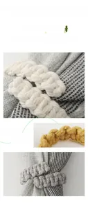 Detail of hand-woven cotton curtain tieback showing thick texture and durable weave
