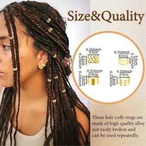 Size and quality details of durable alloy hair cuffs for braids and dreadlocks jewelry