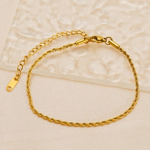 Chevillère Chaîne Corde Plaqué Or 18K Acier Inoxydable Torsadé Bijoux De Pied Minimaliste Style Ins Pour Femmes