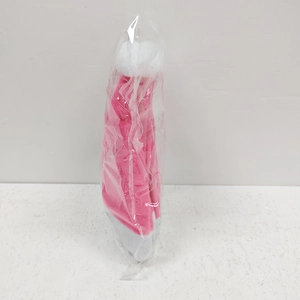 Rosa-weiße Mini-Weihnachtsmütze aus Plüsch mit weißem Bommel in Einzelverpackung