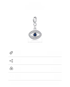 Dettaglio del ciondolo malocchio in argento 925 con zircone blu e misure esatte