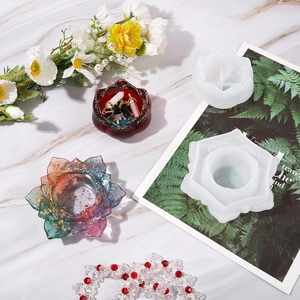 Lotus flower silicone resin mold for DIY candle holder and storage box art craft