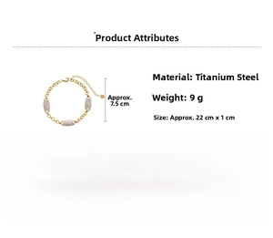 Dettaglio del bracciale in acciaio al titanio con lunghezza 22 cm e peso di 9 g