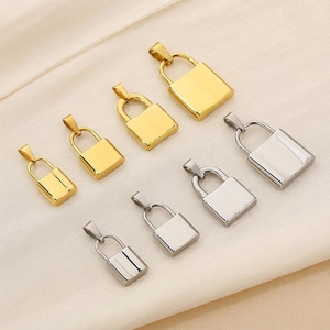Padlock Pendant Smooth Polished Stainless Steel Lock Charm For DIY Necklace Jewelry Making Minimalist Style Unisex