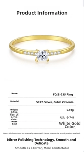Macro detail of square zircon ring in S925 silver with four-claw setting and pave accents