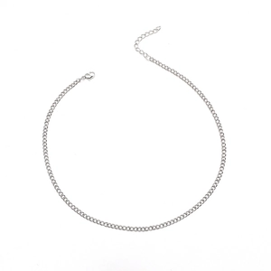 Minimalist silver heart necklace with flat chain and lobster clasp on white background