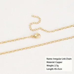 Detail of 18k gold plated copper O-chain necklace with lobster clasp and extension
