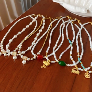Collier Künstliche Perles Plaqué Or 18K Alliage Zircon Style Rétro Français Élégant Luxe Bijoux Pour Femmes