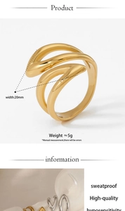 Detailed view of leaf-shaped open ring showing 20mm width and polished gold finish