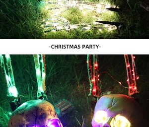 Glow-in-the-dark skeleton skull and hands stakes for outdoor Halloween lawn decoration