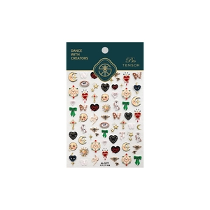 Vintage M1277 nail stickers with retro clock heart and star moon patterns in bohemian style