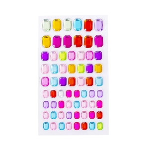 Colorful rectangular acrylic gemstone stickers for DIY crafts and party decorations