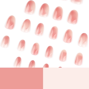 Pink gradient press on nails with round tips and glossy jelly finish in various sizes