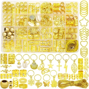 Electroplated Hollow Dreadlock Jewelry Assorted Gold Silver Hair Rings Charms For Braids DIY Hair Decoration For Women