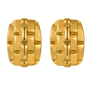 Orecchini vintage in acciaio inossidabile dorato con trama intrecciata geometrica