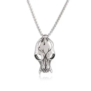Gothic Skull Pendant Necklace Stainless Steel Punk Retro Dark Style Biker Hip Hop Jewelry For Men