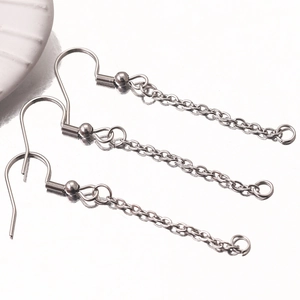 Silver stainless steel earring threader chains for DIY jewelry making and earring designs