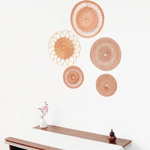 5-piece Nordic woven wall decor set made of natural rattan for home living room