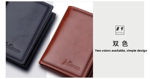 Detailed close-up of premium vertical bifold leather wallets in black and brown colors