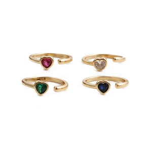Heart Shape Ring Copper Micro Inlaid Zircon Open Adjustable Finger Jewelry For Women Gold Plated Elegant Minimalist