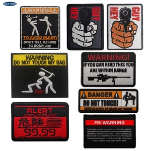 Tactical Morale Patch Embroidered Warning Sign Hook And Loop Backing Funny Humorous Label For Clothes Bags Hats Jackets