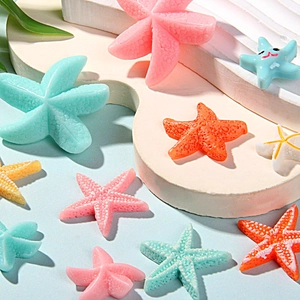 Colorful resin starfish accessories for DIY hair clips and ocean themed decorations