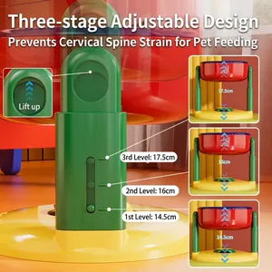 Adjustable elevated pet bowl with three height levels for improved eating posture