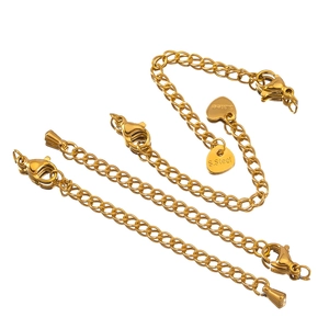 Gold stainless steel lobster clasp chain with heart charm for jewelry making