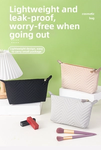 Detail of three-piece quilted leather cosmetic bags with gold zippers and tassels