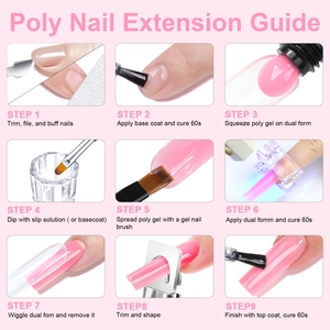 Poly nail extension gel kit guide with clear steps for professional manicure results