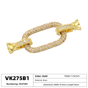 Detail of gold plated brass connector with cubic zirconia for jewelry making
