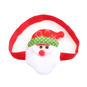 Detail von Weihnachts-Haarband mit Plüsch-Weihnachtsmann auf rotem Gummiband