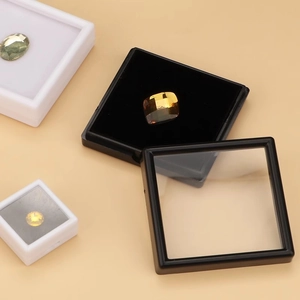 Transparent acrylic jewelry boxes for gemstones with memory foam liners in black and white