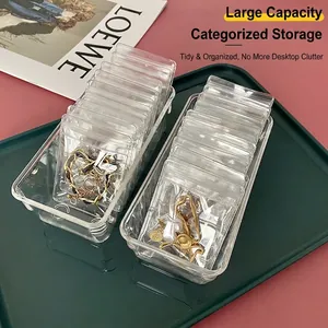 Clear PVC jewelry organizer set with plastic storage box and zipper bags for earrings