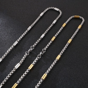 Colliers minimalistes en acier inoxydable en argent et or bicolore pour hommes et femmes